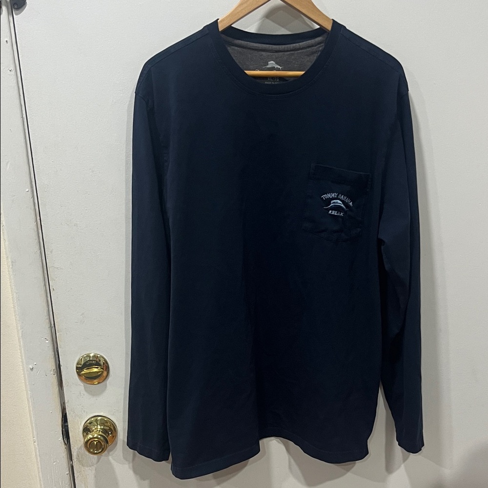 Tommy Bahama Navy Long-Sleeve Pocket Tee